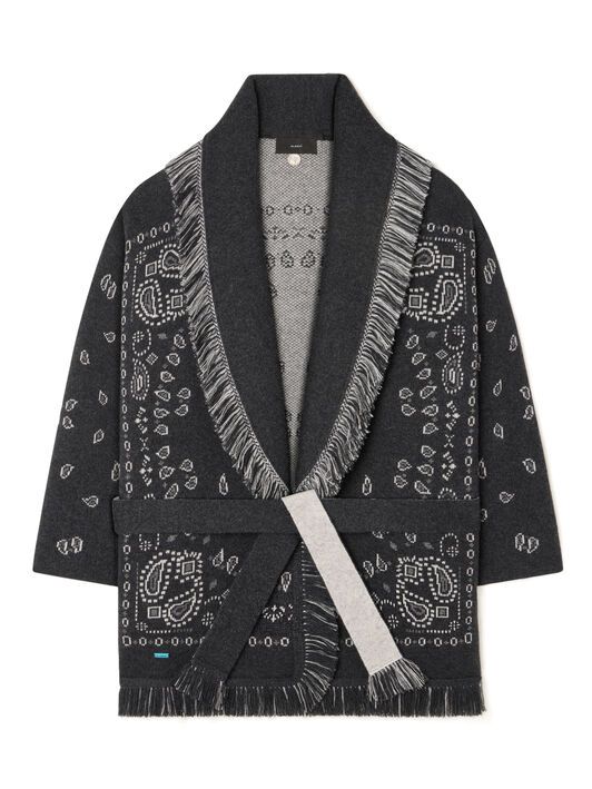 Alanui Bandana Jacquard Cardigan Charcoal-Multicolor LWHB064E25KNI001