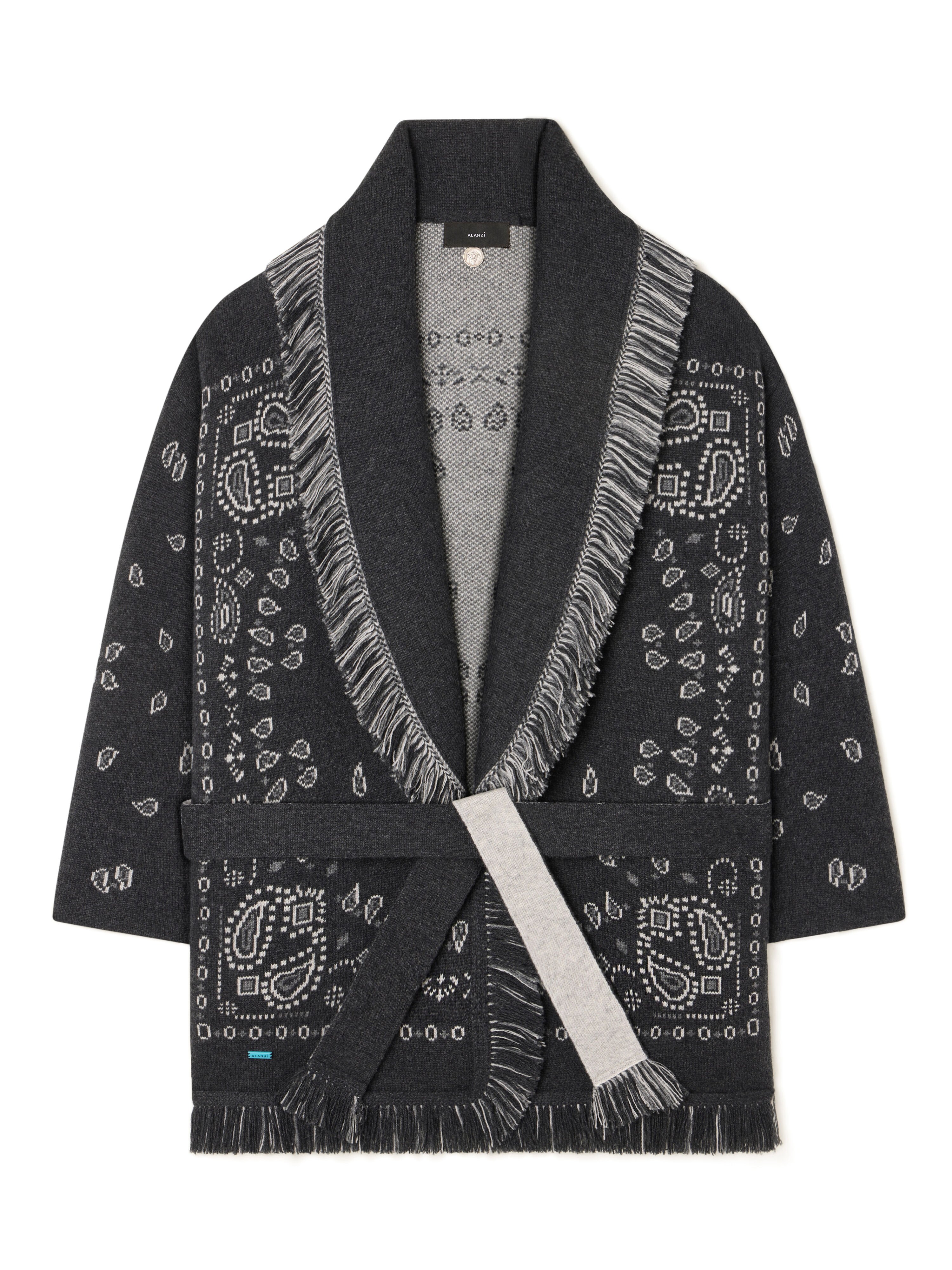 Alanui Bandana Jacquard Cardigan Charcoal-Multicolor LWHB064E25KNI001
