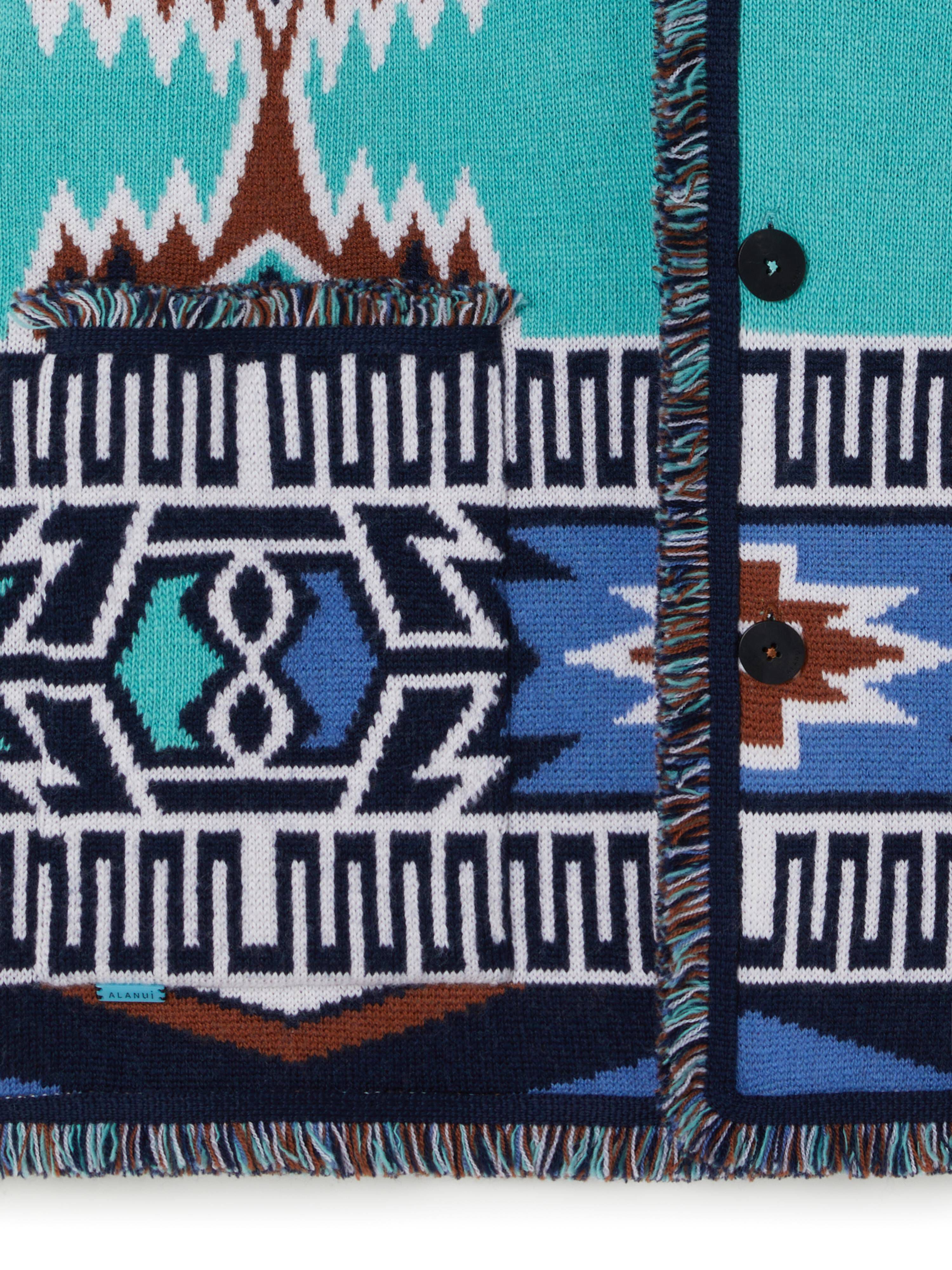 Alanui Geometric Roots Cardigan Turquoise-Deep Blue LMHB038R25KNI003