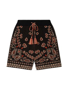 Alanui Cotton Piquet Bandana Bermuda Chalk-Indigo LMHM004R25KNI003
