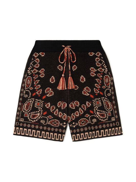 Alanui Cotton Piquet Bandana Bermuda Black-Furnace LMHM003R25KNI001