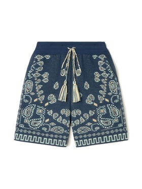 Alanui Cotton Piquet Bandana Bermuda Arbour-Light Blue