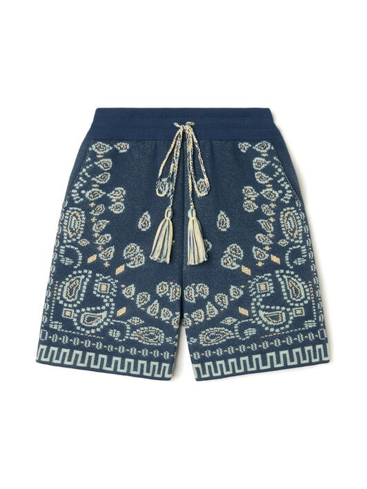 Alanui Cotton Piquet Bandana Bermuda Arbour-Light Blue LMHM003R26KNI002 Alanui Cotton Piquet Bandana Bermuda Arbour-Light Blue LMHM003R26KNI002