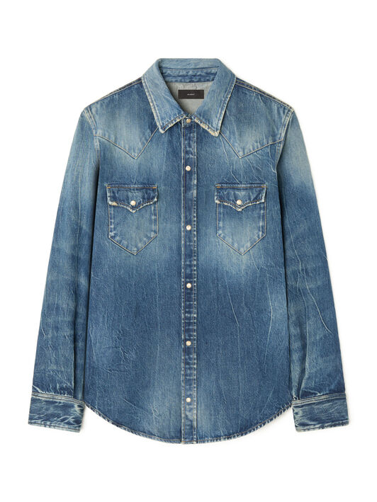 Alanui Pacific Roads Denim Shirt Medium Wash Denim LMYD007E25DEN004