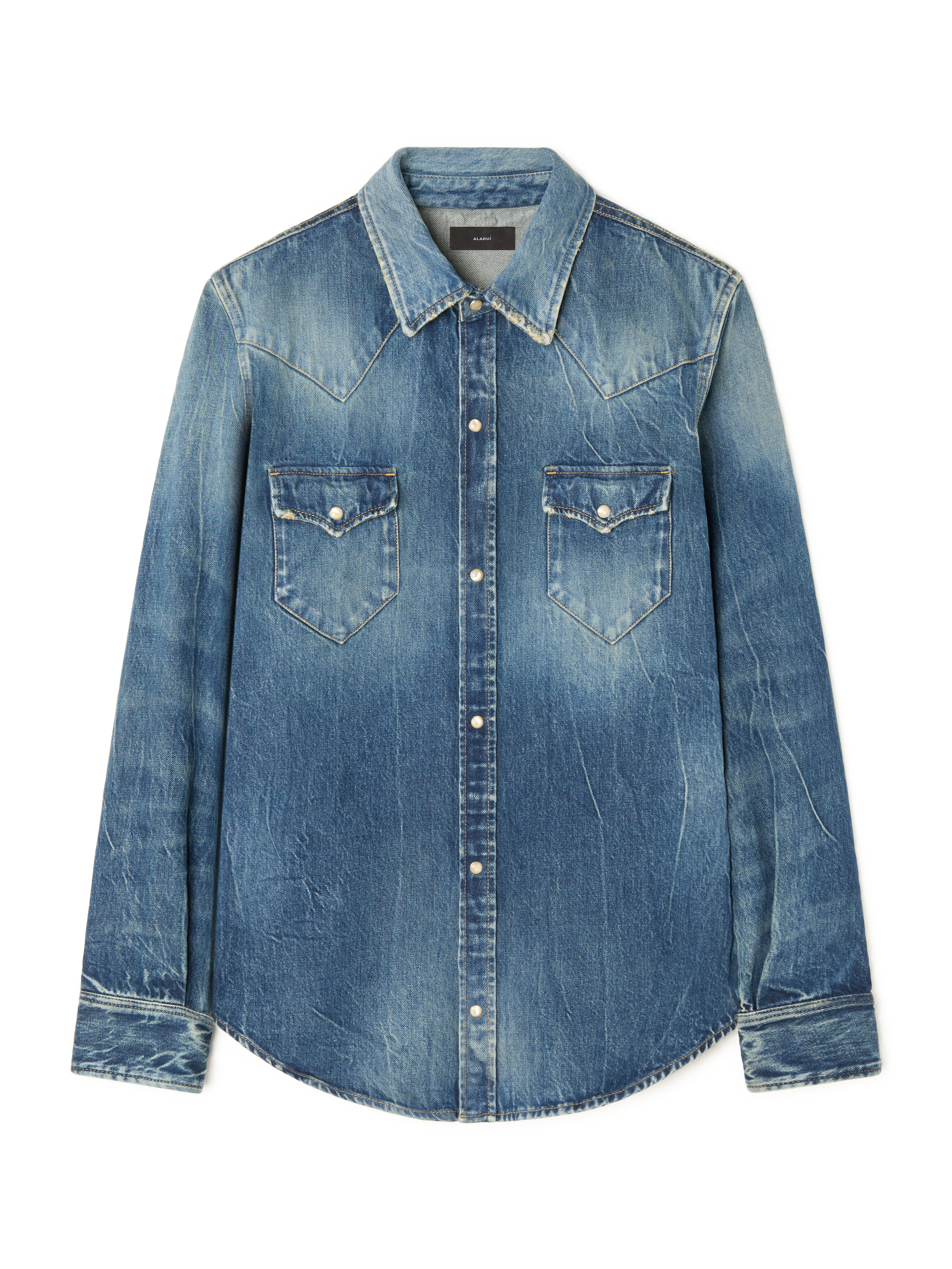 Alanui Pacific Roads Denim Shirt Medium Wash Denim LMYD007E25DEN004