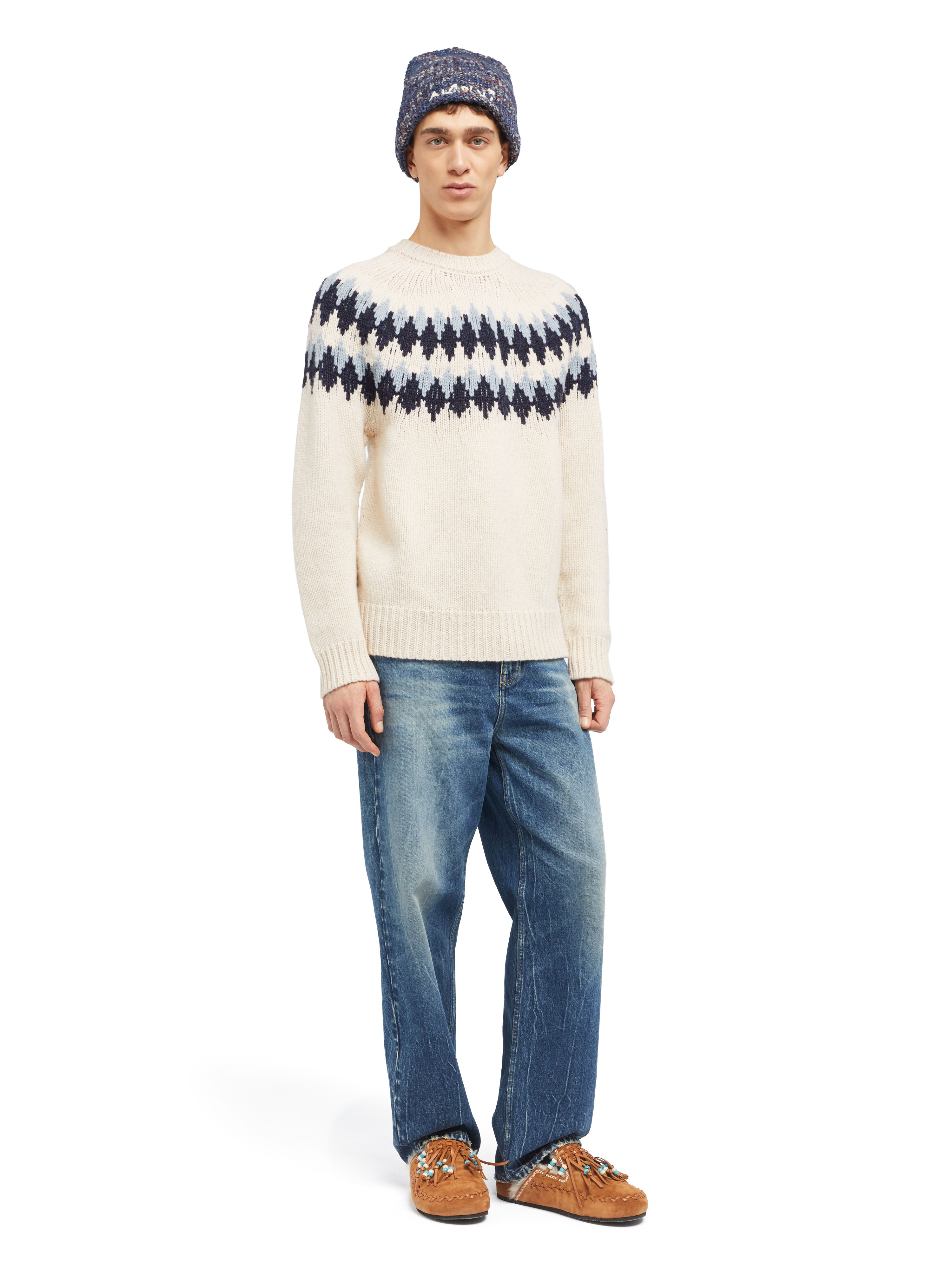 Alanui Sweet Winter Sweater Chalk-Midnight LMHE016E25KNI001