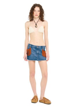 Alanui Golden Dusk Denim Mini Skirt Medium Wash Denim