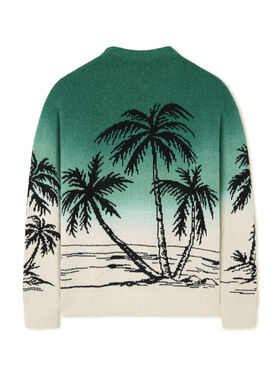 Alanui Wave Bloom Sweater Green Tide-Chalk