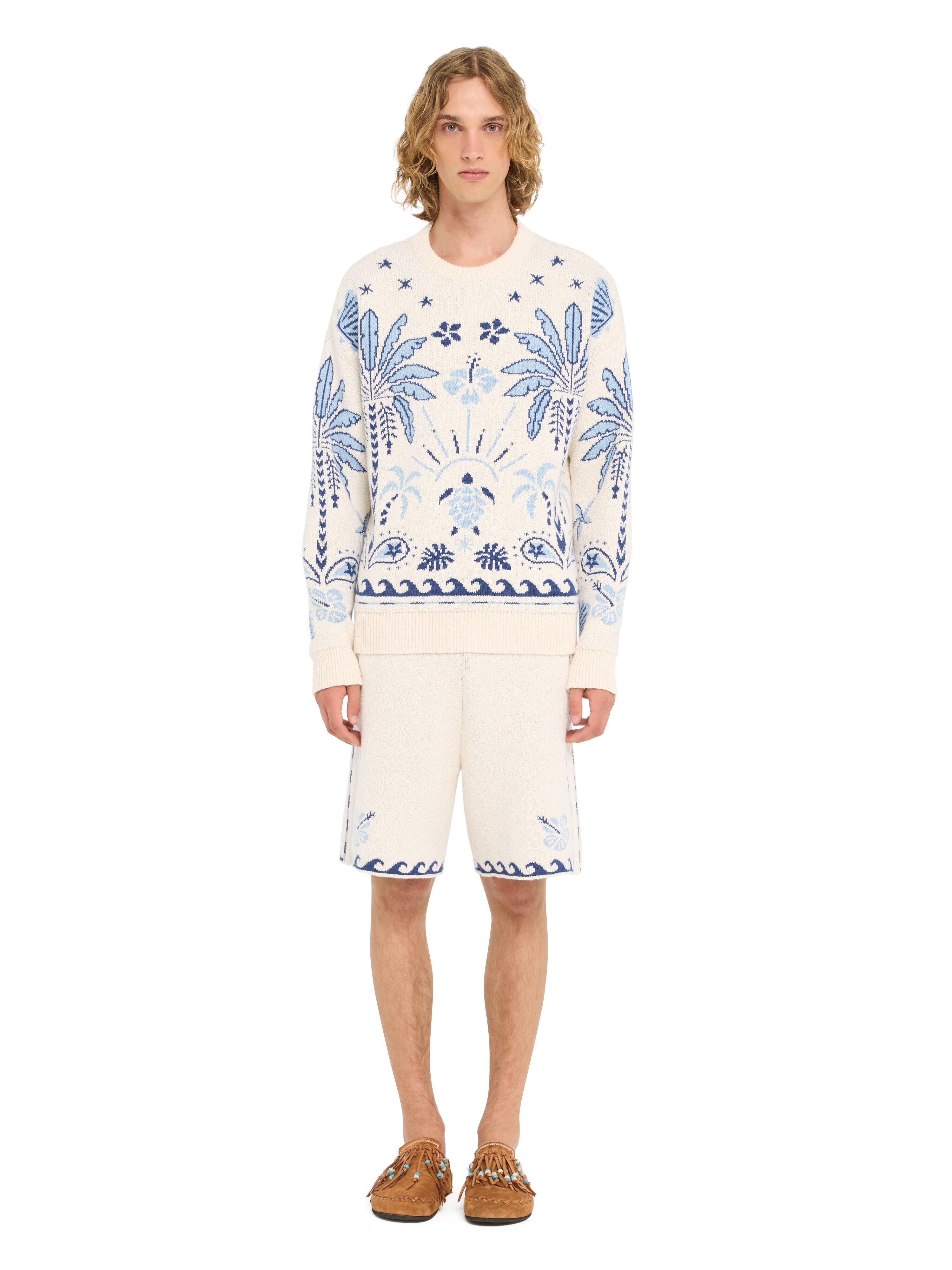 Alanui Echoes Of The Island Sweater Chalk-Light Blue LMHE033R26KNI002 Alanui Echoes Of The Island Sweater Chalk-Light Blue LMHE033R26KNI002