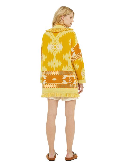Alanui Icon Jacquard Cardigan Curcuma-Gold LWHB064R24KNI001