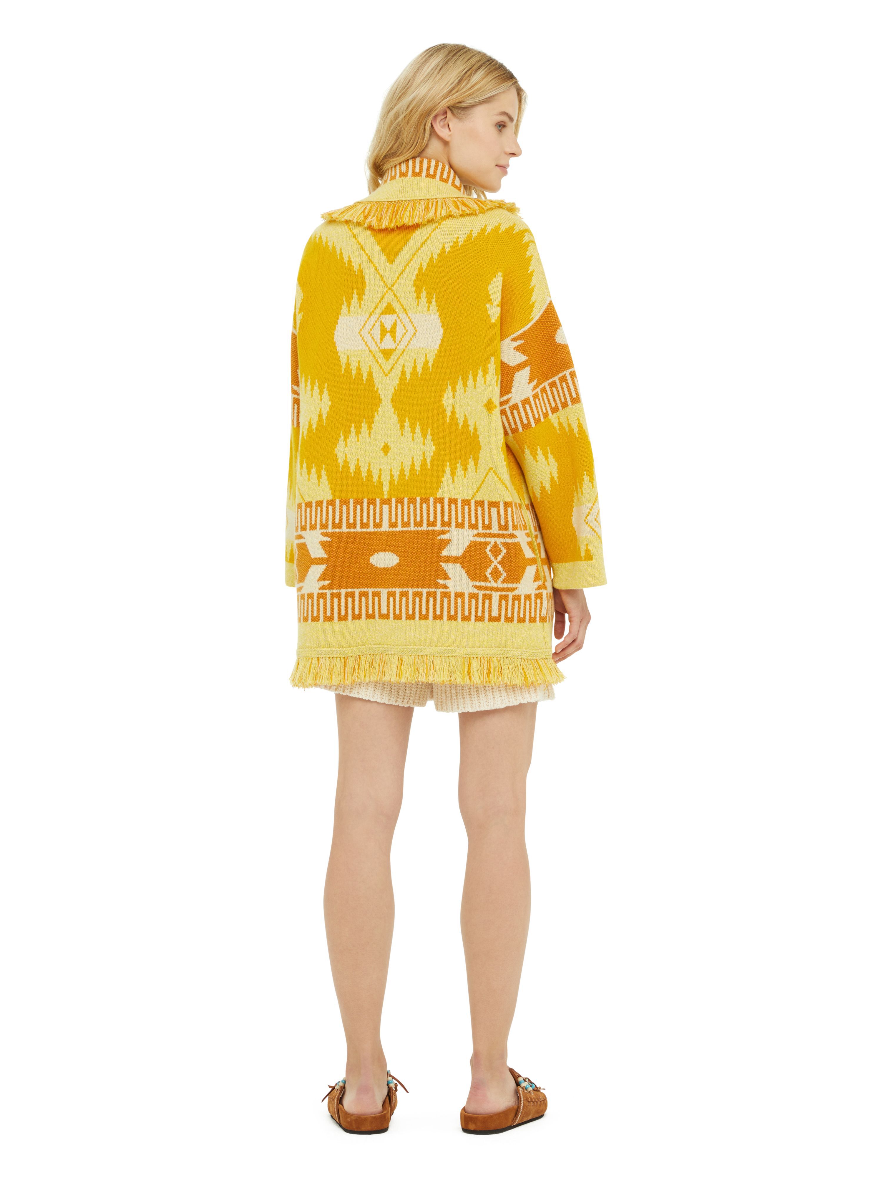 Alanui Icon Jacquard Cardigan Curcuma-Gold LWHB064R24KNI001
