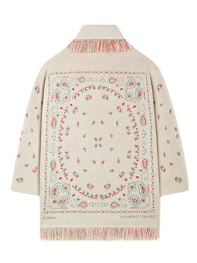 Alanui Bandana Jacquard Cardigan Chalk-Coral
