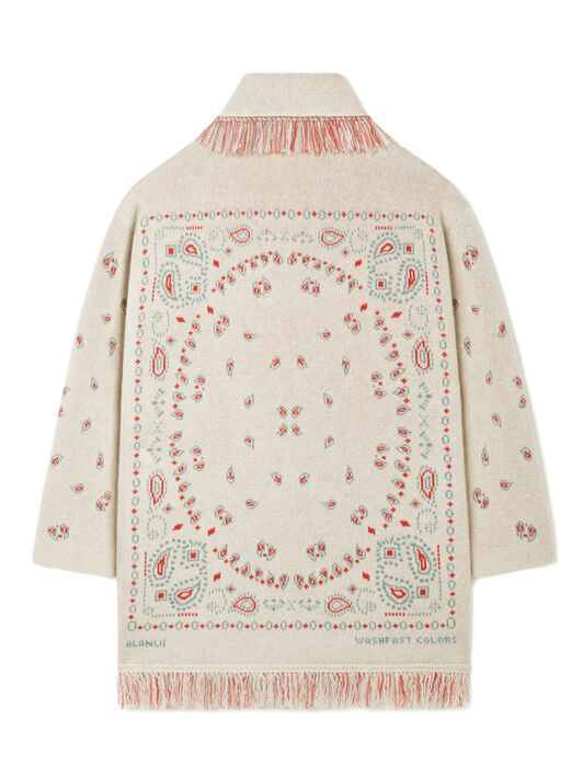 Alanui Bandana Jacquard Cardigan Chalk-Coral LWHB064R26KNI031