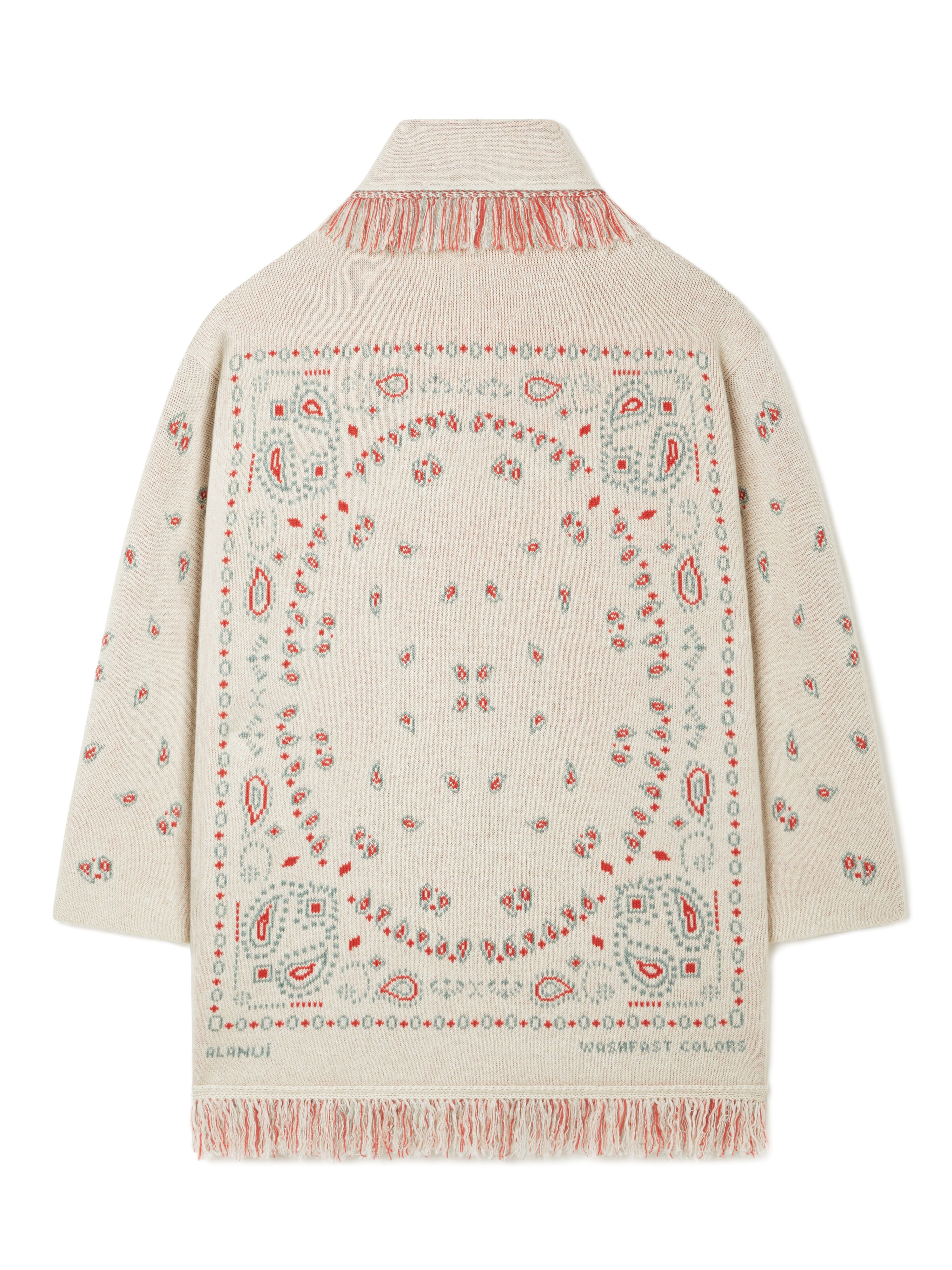 Alanui Bandana Jacquard Cardigan Chalk-Coral LWHB064R26KNI031