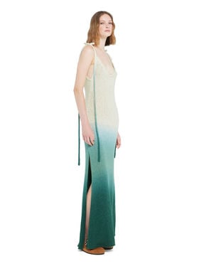 Alanui Wave Bloom Dress Green Tide-Chalk