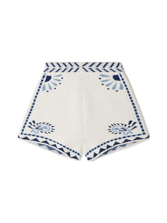 Alanui Wild Wonder Foulard Shorts Chalk-Indigo LWHM017R25KNI001