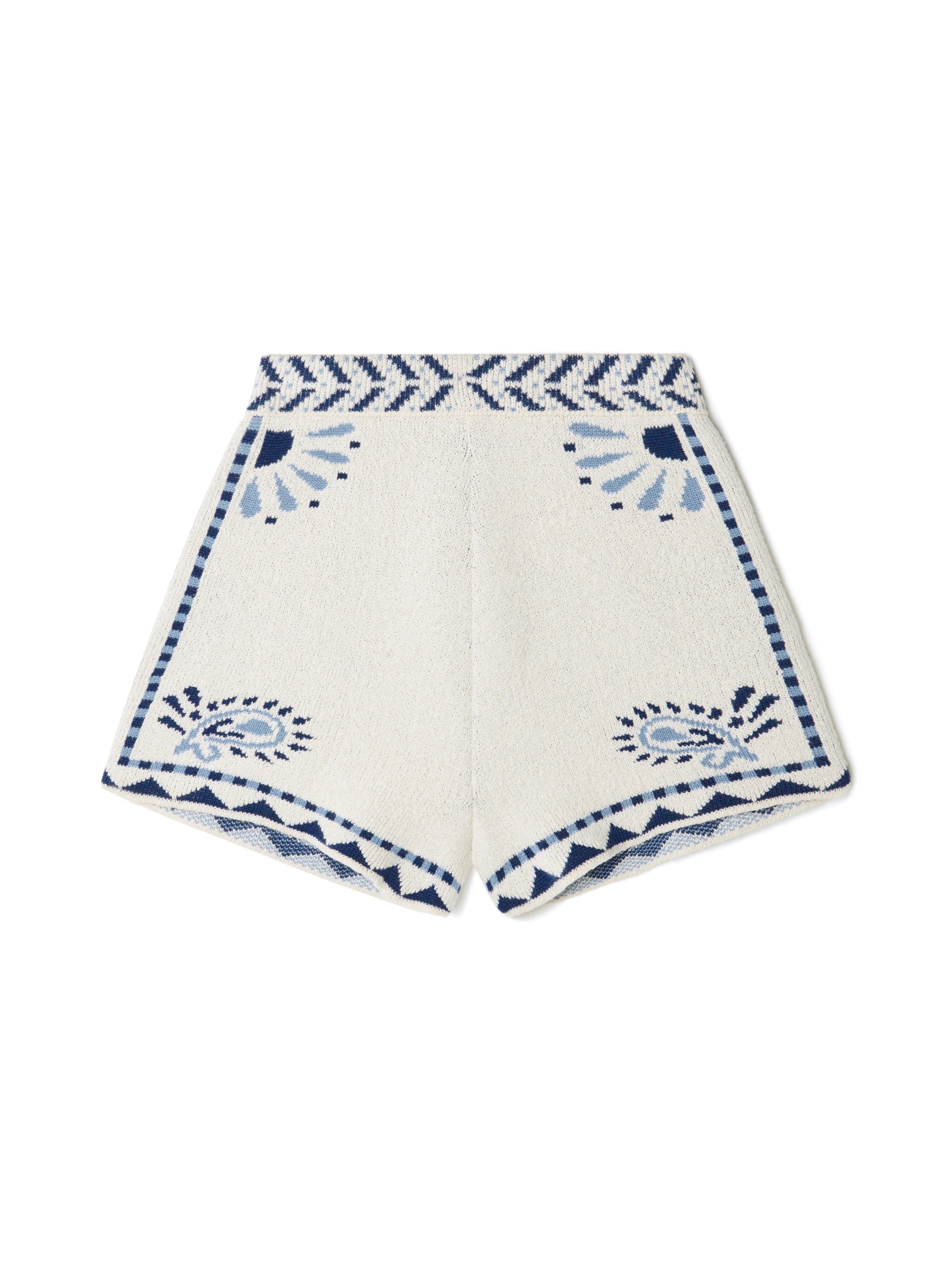 Alanui Wild Wonder Foulard Shorts Chalk-Indigo LWHM017R25KNI001