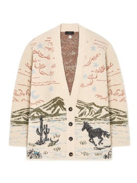 Alanui Sunset Riders Cardigan Ivory-Olive LMHB027E25KNI005