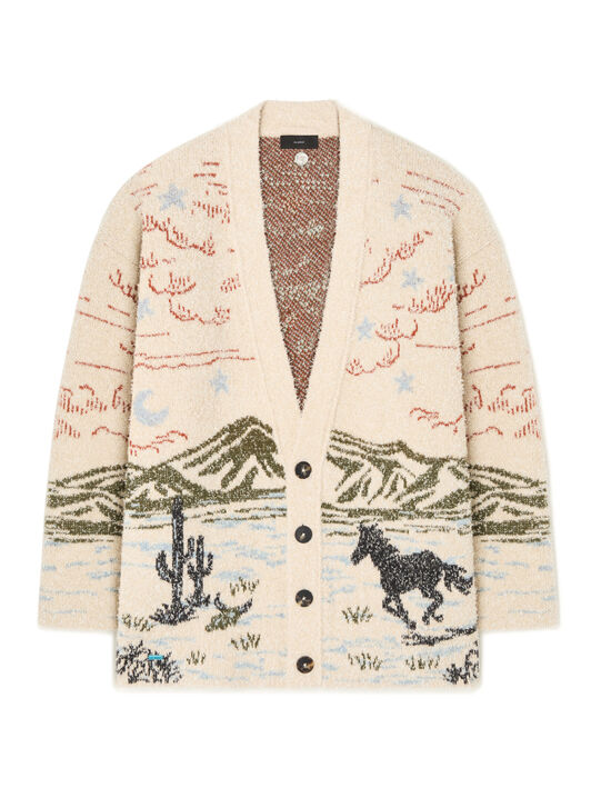 Alanui Sunset Riders Cardigan Ivory-Olive LMHB027E25KNI005