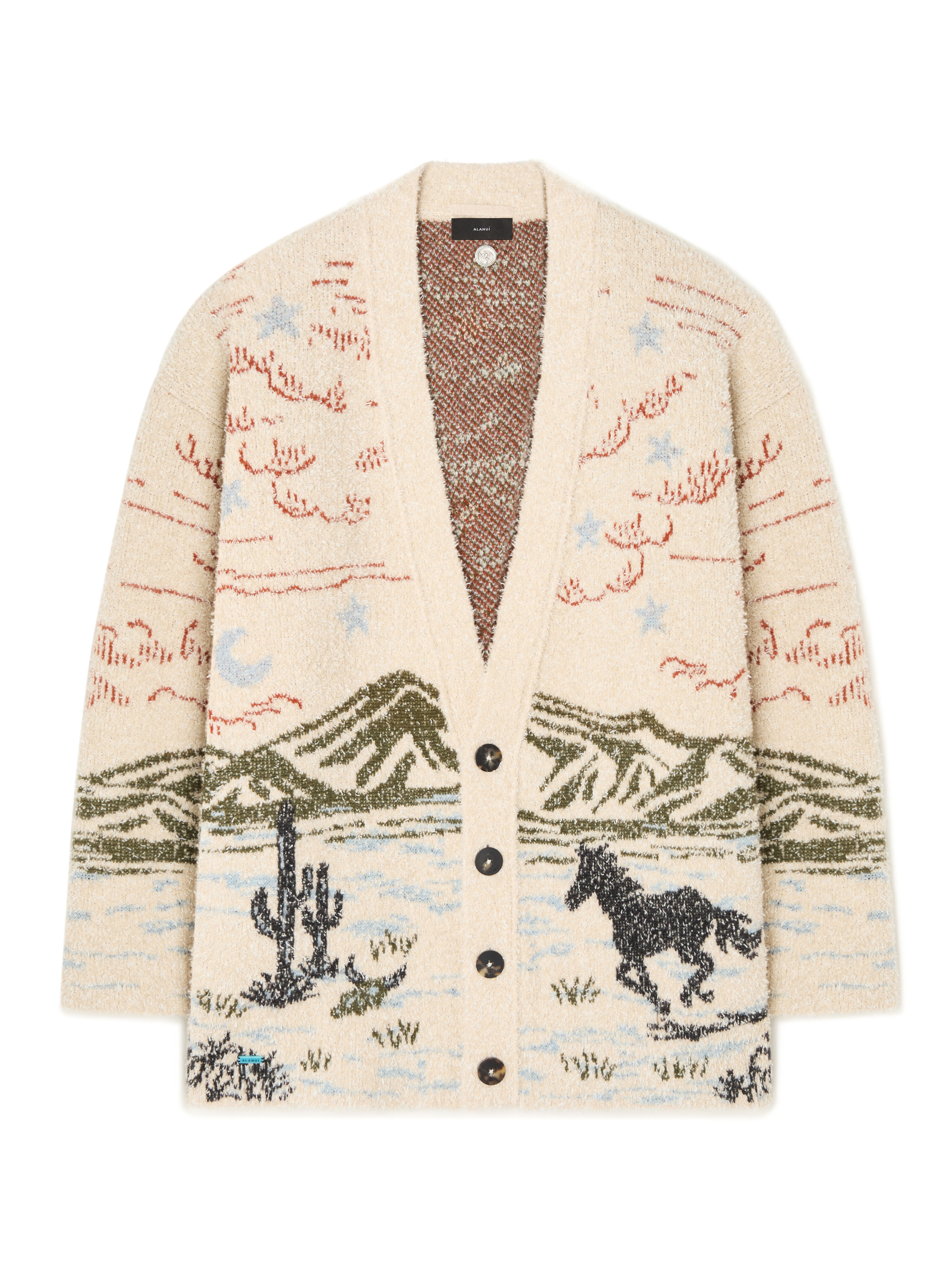 Alanui Sunset Riders Cardigan Ivory-Olive LMHB027E25KNI005