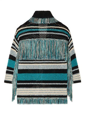 Alanui Ocean Stripes Cardigan Black-Teal