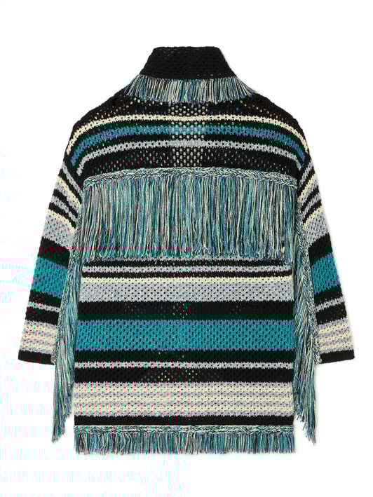 Alanui Ocean Stripes Cardigan Black-Teal LWHB064R26KNI012