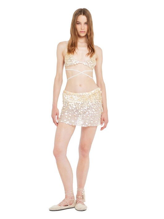 Alanui Light Between Palms Mini Skirt White Pearl LWCU004R26MAT001