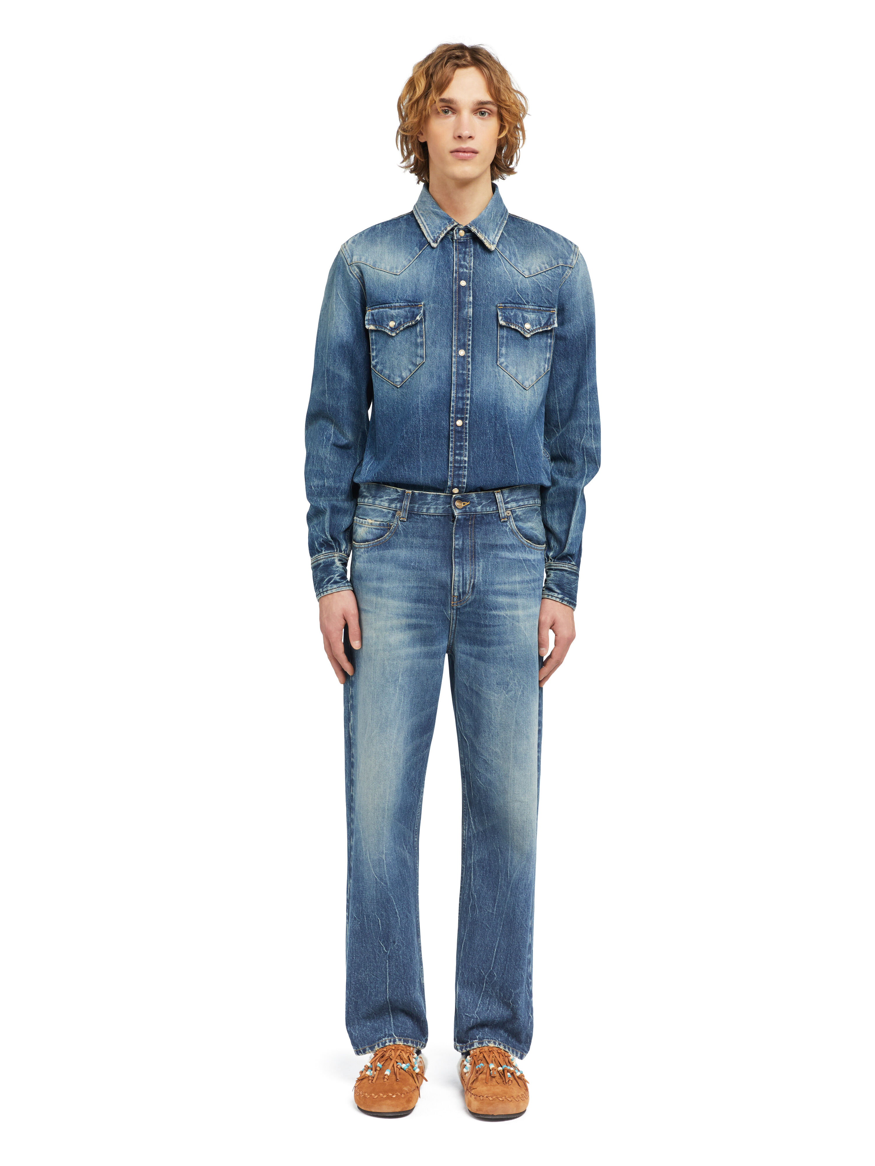 Alanui Pacific Roads Denim Pants Medium Wash Denim LMYA013E25DEN003