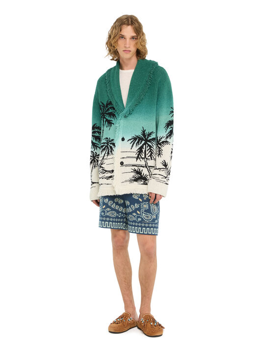 Alanui Wave Bloom Cardigan Green Tide-Chalk LMHB039R26KNI004 Alanui Wave Bloom Cardigan Green Tide-Chalk LMHB039R26KNI004