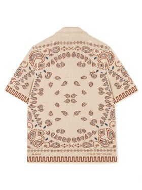 Alanui Cotton Piquet Bandana Shirt Sand-Red Earth