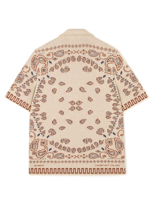 Alanui Cotton Piquet Bandana Shirt Sand-Red Earth LMHY001R26KNI002 Alanui Cotton Piquet Bandana Shirt Sand-Red Earth LMHY001R26KNI002