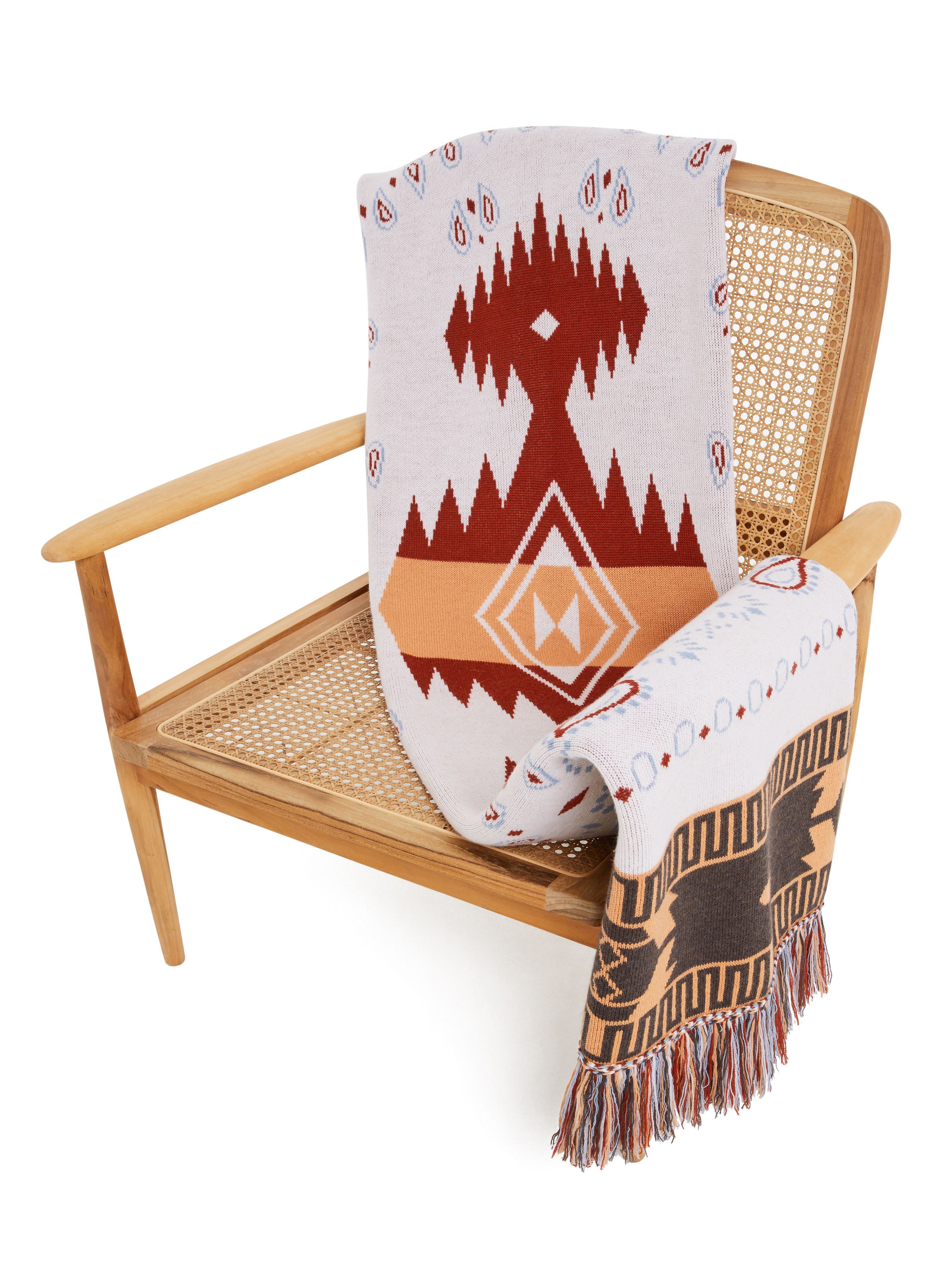 Alanui Bandana Jacquard Blanket Chalk-Marsala LWRO002R25KNI002