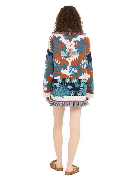 Alanui Island Soul Cardigan Red Earth-Teal LWHB064R26KNI009