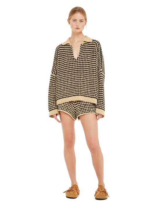 Alanui Tropical Shadow Shorts Sand-Black LWHM014R25KNI001