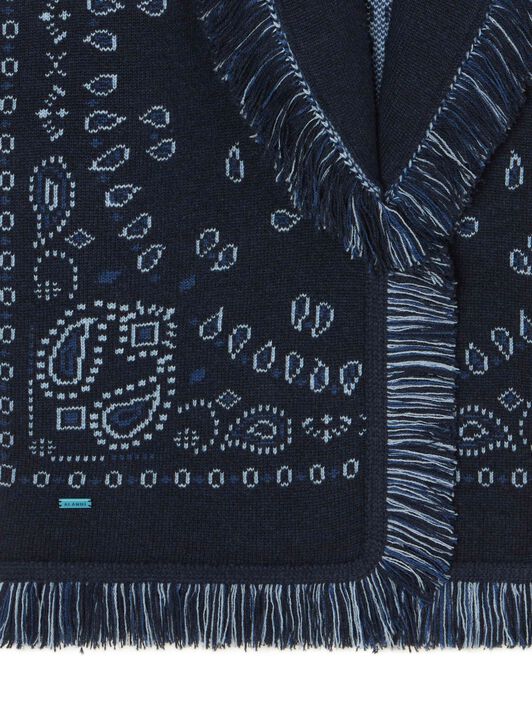 Alanui Bandana Jacquard Cardigan Midnight Blue-Multicolor LWHB064E24KNI002