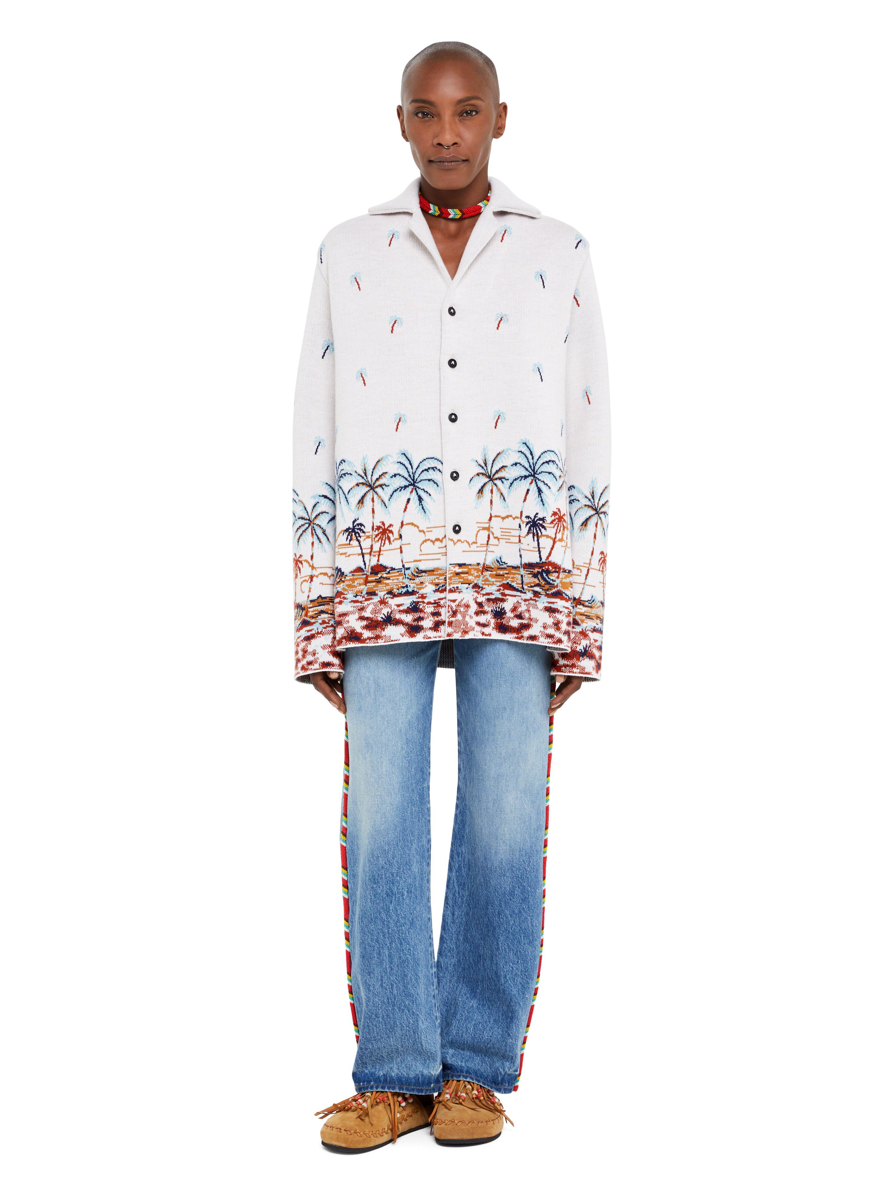 Alanui The Tale Of Hawaiian Shirt Chalk-Sky Blue LWHY004R25KNI001