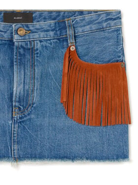 Alanui Golden Dusk Denim Mini Skirt Medium Wash Denim