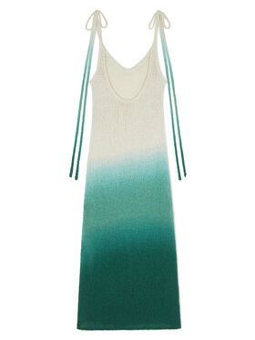 Alanui Wave Bloom Dress Green Tide-Chalk