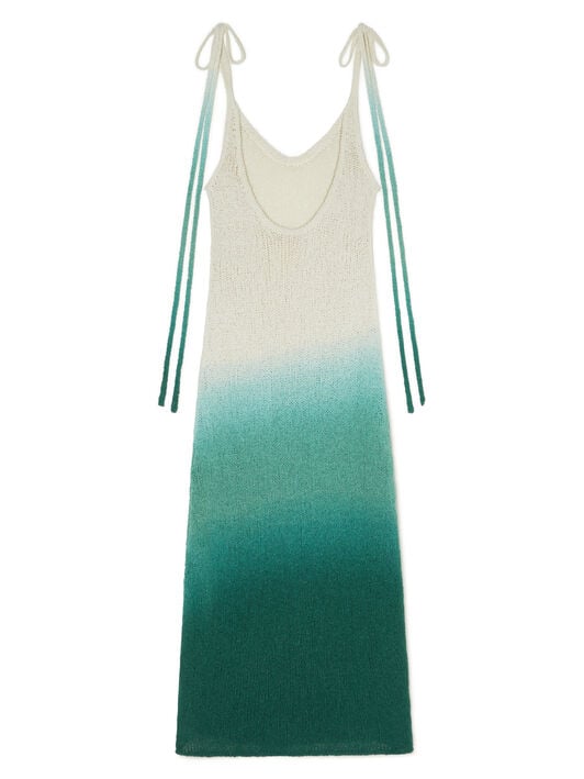 Alanui Wave Bloom Dress Green Tide-Chalk LWHI05DR26KNI001