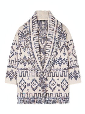 Alanui Grunge Beat Cardigan Chalk-Denim LWHB064E25KNI005