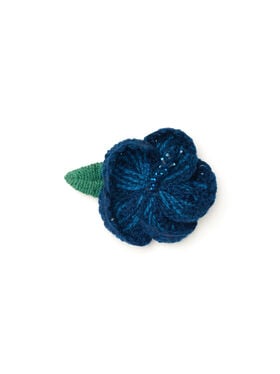 Alanui Hibiscus Embroidered Brooch Deep Blue LWRR005R26KNI001