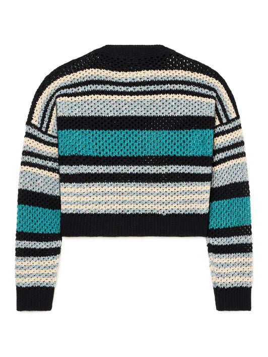 Alanui Ocean Stripes Sweater Black-Teal LWHE080R26KNI001