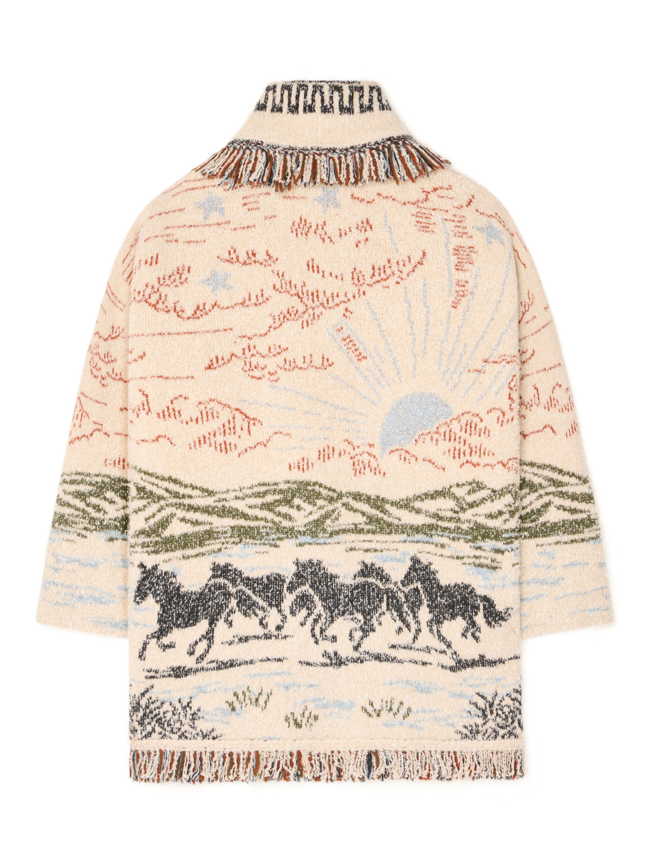 Alanui Sunset Riders Cardigan Ivory-Olive LWHB064E25KNI004