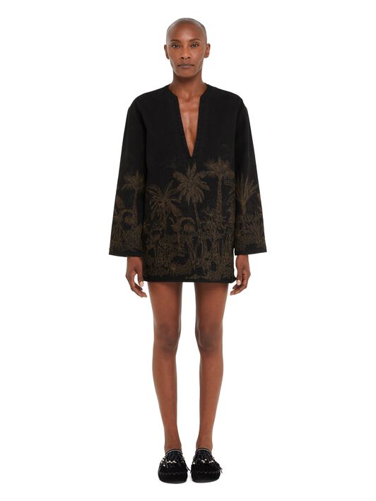 Alanui Jungle Toile De Jouy Denim Chemisier Black-Almond LWYM007R25DEN001
