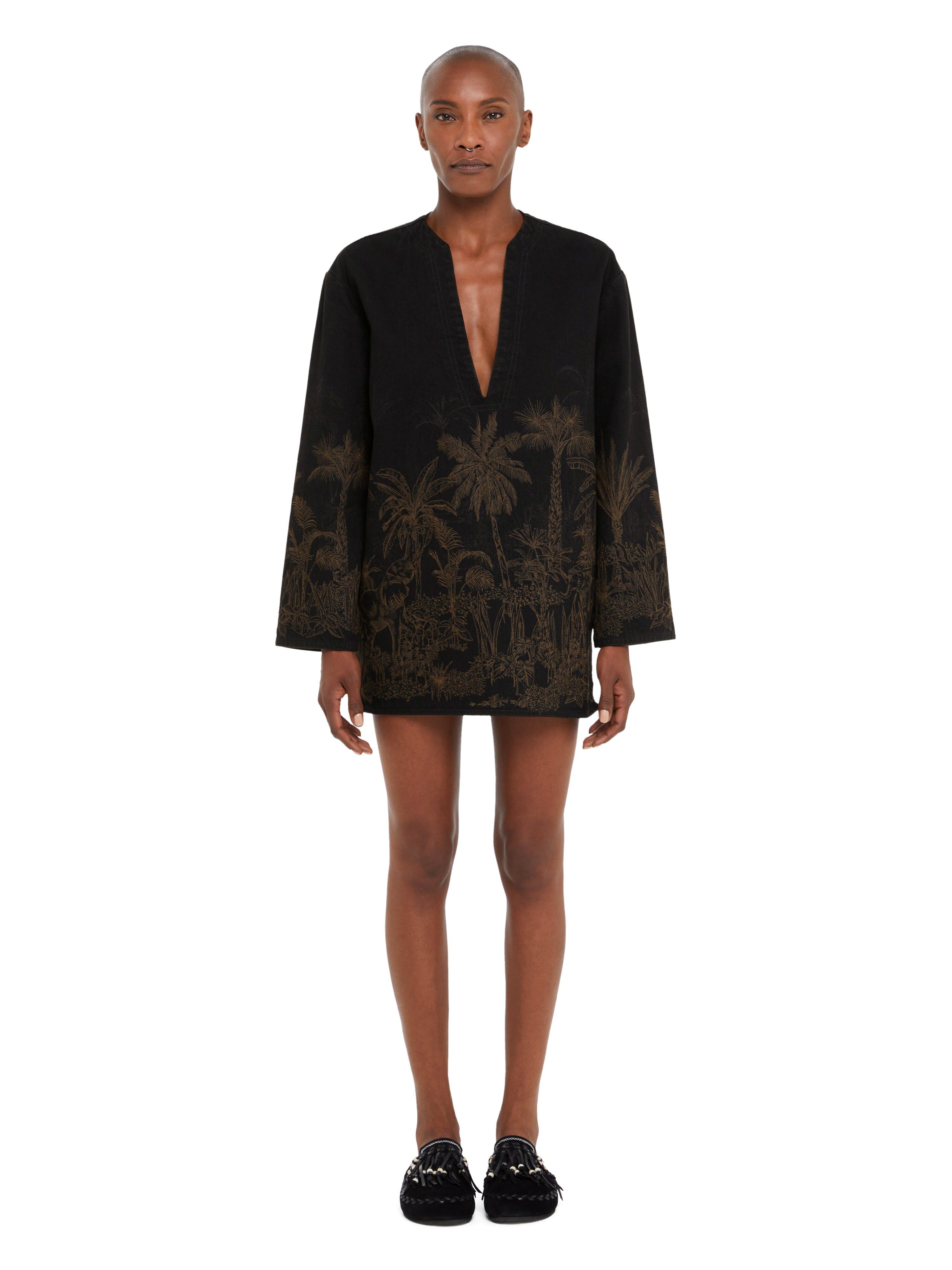 Alanui Jungle Toile De Jouy Denim Chemisier Black-Almond LWYM007R25DEN001
