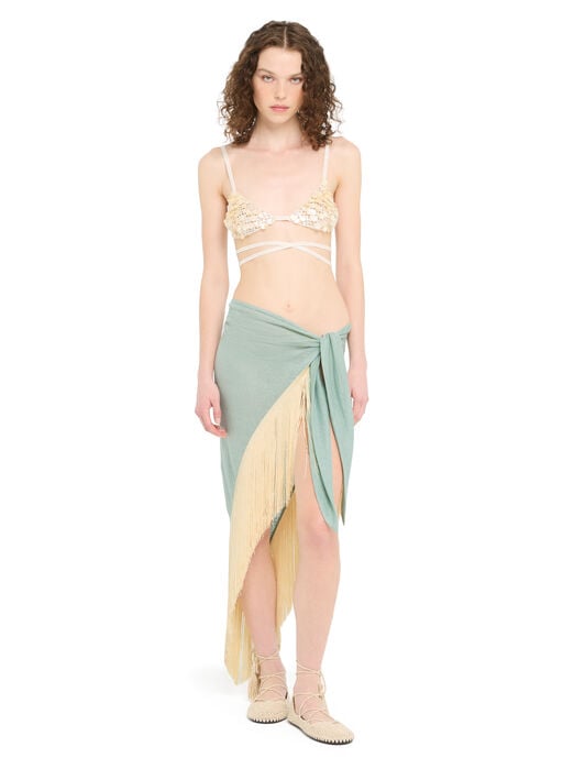 Alanui Mermaid Inside Pareo Skirt Acquamarine LWHL033R26KNI001 Alanui Mermaid Inside Pareo Skirt Acquamarine LWHL033R26KNI001
