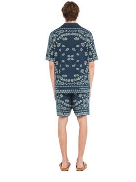 Alanui Cotton Piquet Bandana Shirt Arbour-Light Blue