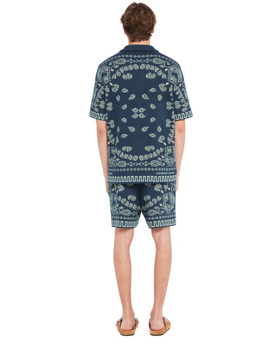 Alanui Cotton Piquet Bandana Shirt Arbour-Light Blue LMHY001R26KNI002