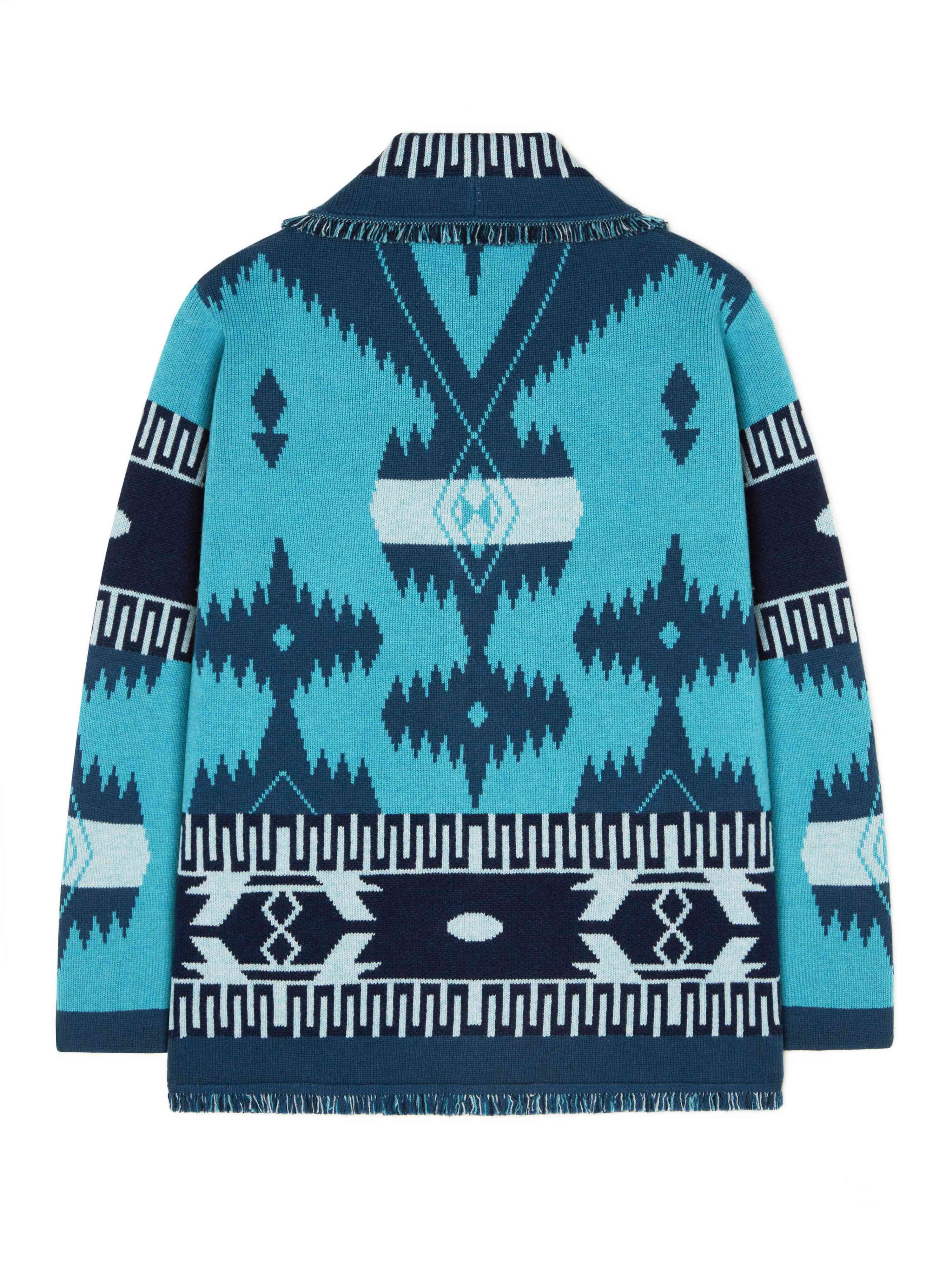 Alanui Icon Jacquard Cardigan Surf-Deep Blue LMHB038R24KNI001