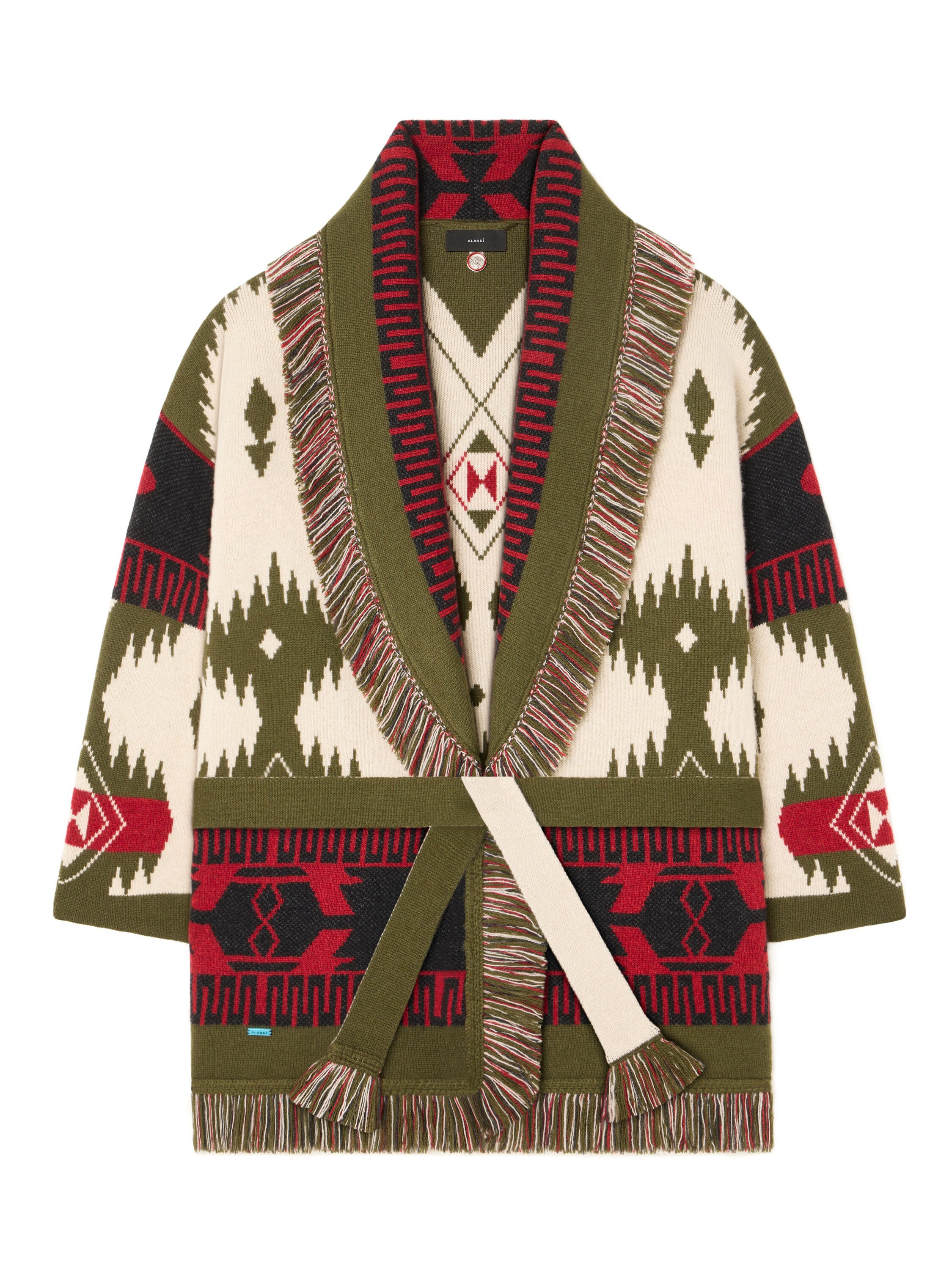 Alanui Icon Jacquard Cardigan Ivory-Olive LWHB064E25KNI002